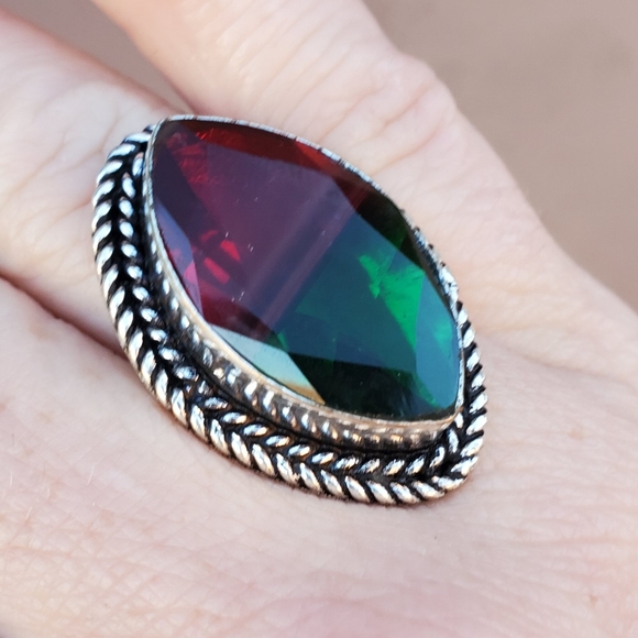 New Bi-Color Tourmaline 925 Silver Ring. - Picture 7 of 14
